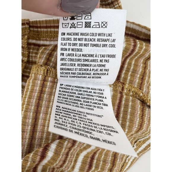 Womens American Eagle Top Size XS Soft & Sexy Rib Striped Button Up Crop - Picture 8 of 10